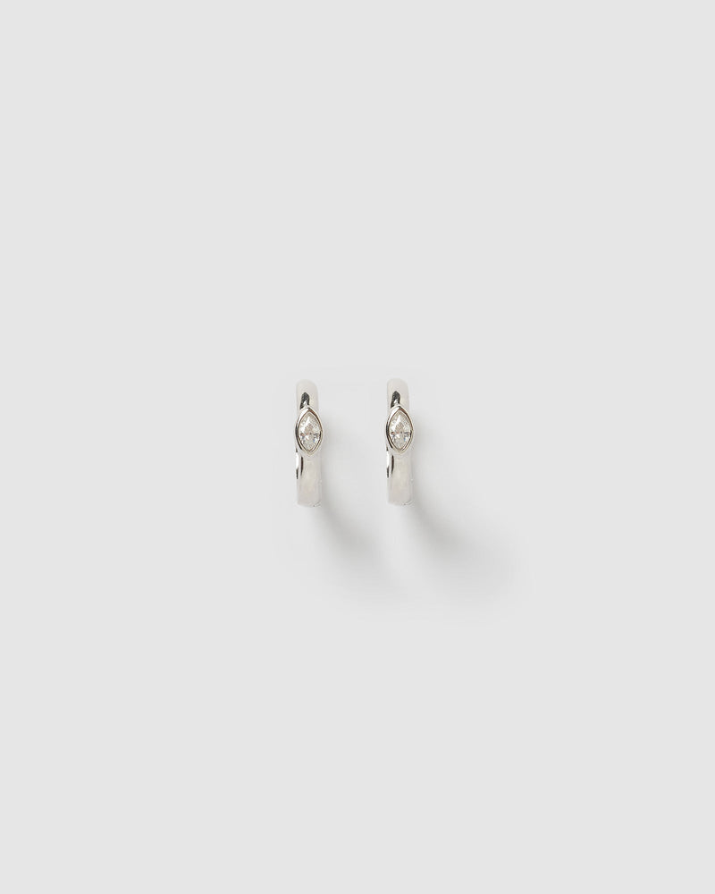 
                
                    Load image into Gallery viewer, Izoa Earrings Izoa Capri Huggie Earrings Sterling Silver IZ-CAPRIHUGSILV-CLR
                
            