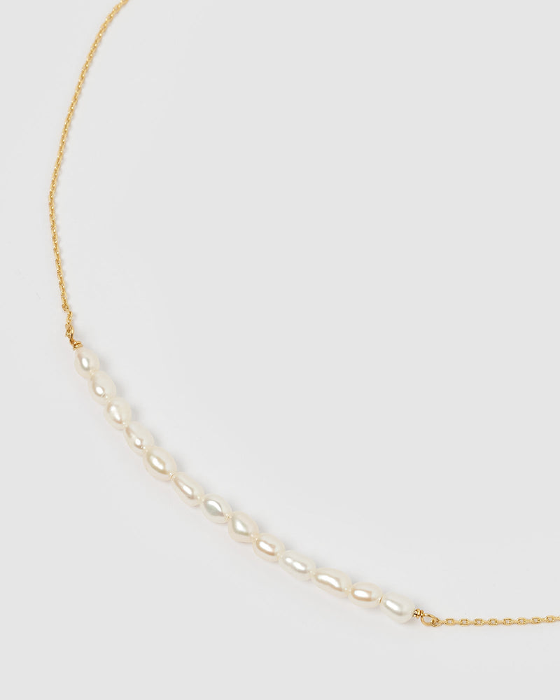 Izoa Chloesi Freshwater Pearl Necklace Gold