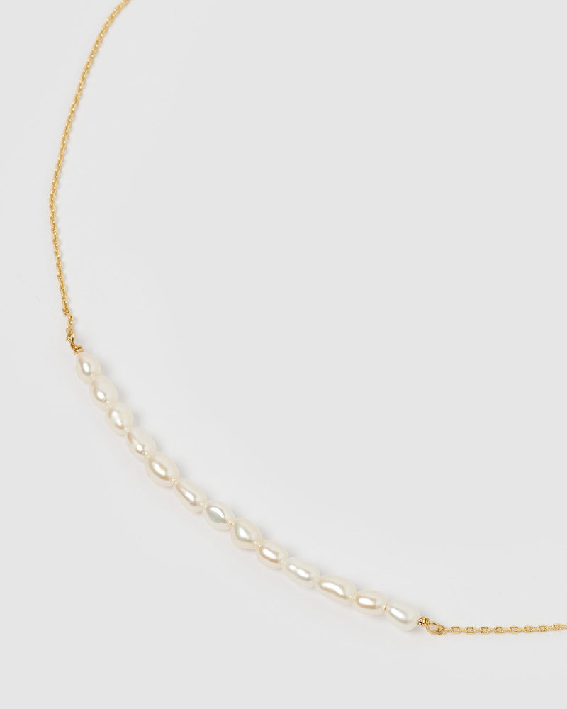 Izoa Necklaces Izoa Chloesi Freshwater Pearl Necklace Gold IZ-CHLOESINECK-GLD