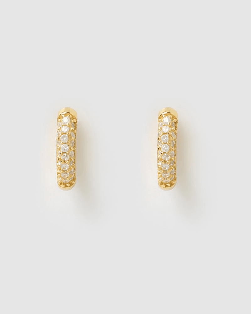 Izoa Coco Huggie Earrings Gold Clear