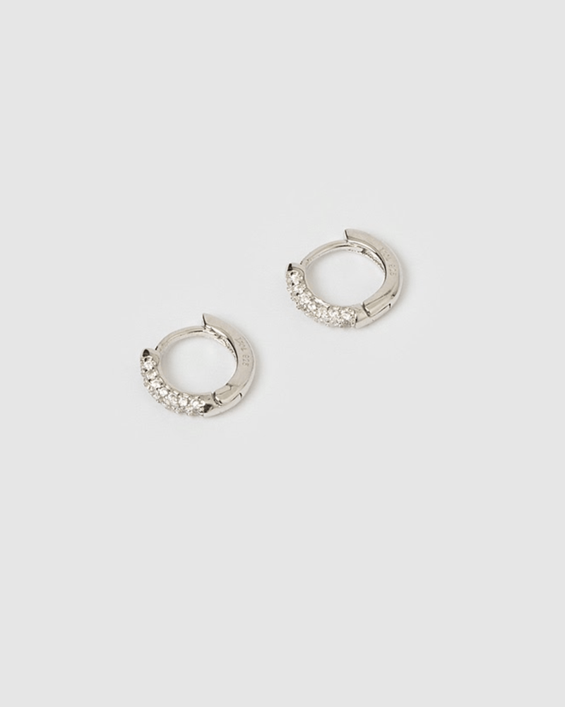 Izoa Coco Huggie Earrings Silver