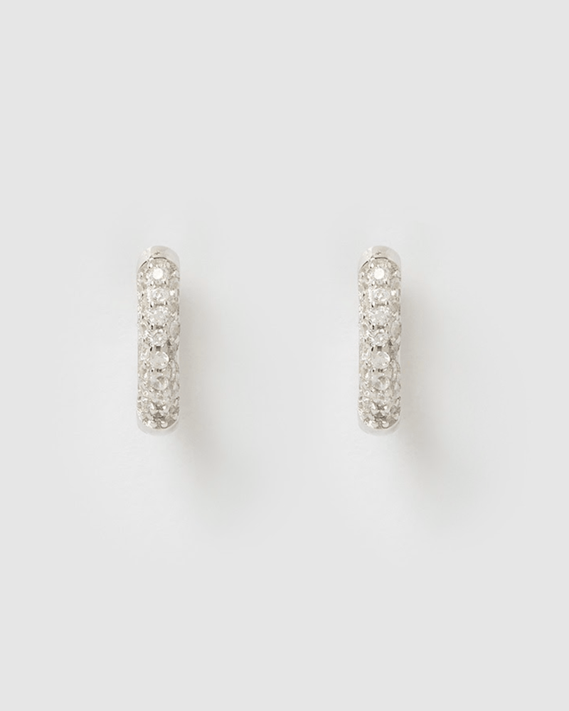 Izoa Coco Huggie Earrings Silver