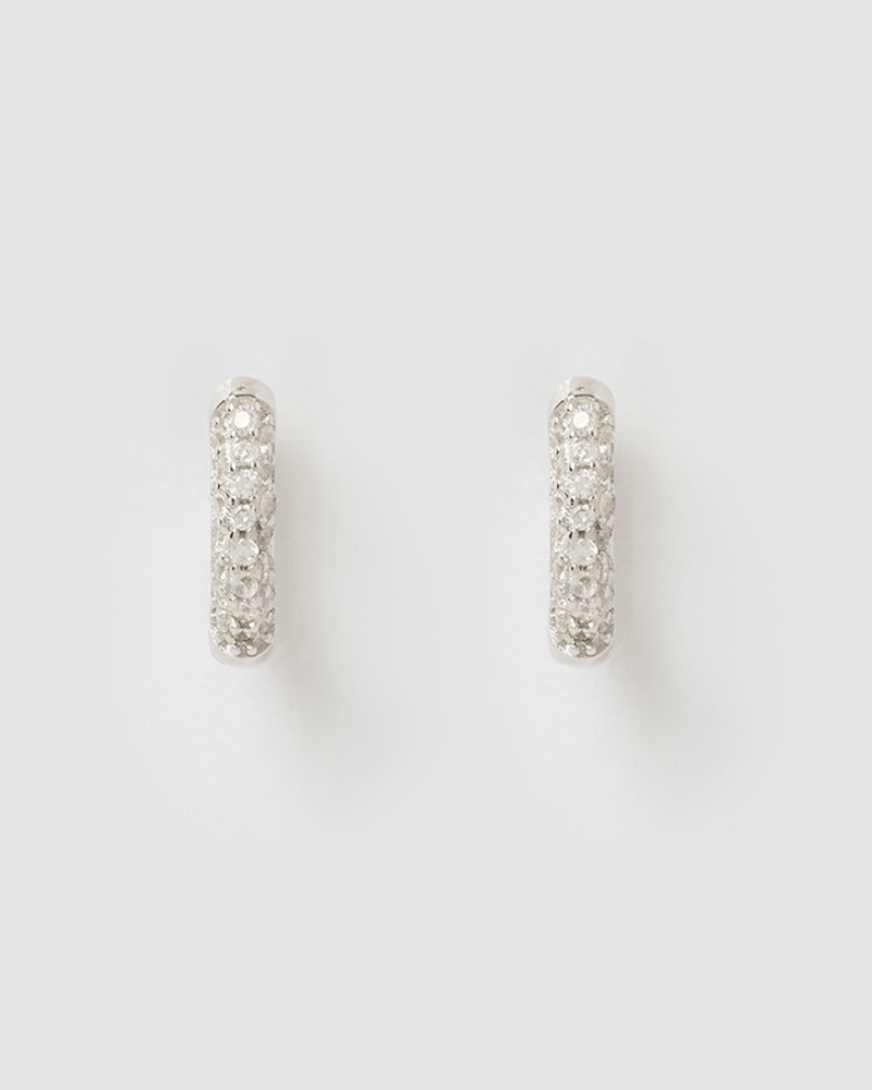 Izoa Coco Huggie Earrings Silver