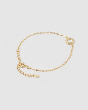 Izoa Crystal Letter O Bracelet Gold
