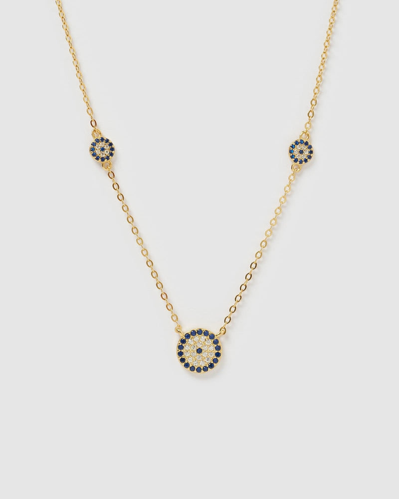 Izoa Necklaces Izoa Dahota Eye Pendant Necklace Gold IZ-DAHOTAEYENECK-GLD
