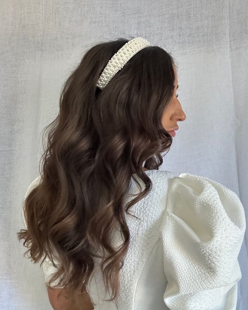 Izoa Hair Accessories Izoa Ebony Headband White IZ-EBONYHEAD-WHITE