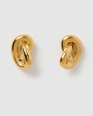 Izoa Eve Knot Stud Earrings Gold
