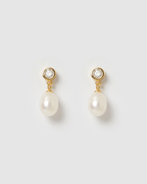 Izoa Everlee Earrings Gold Pearl