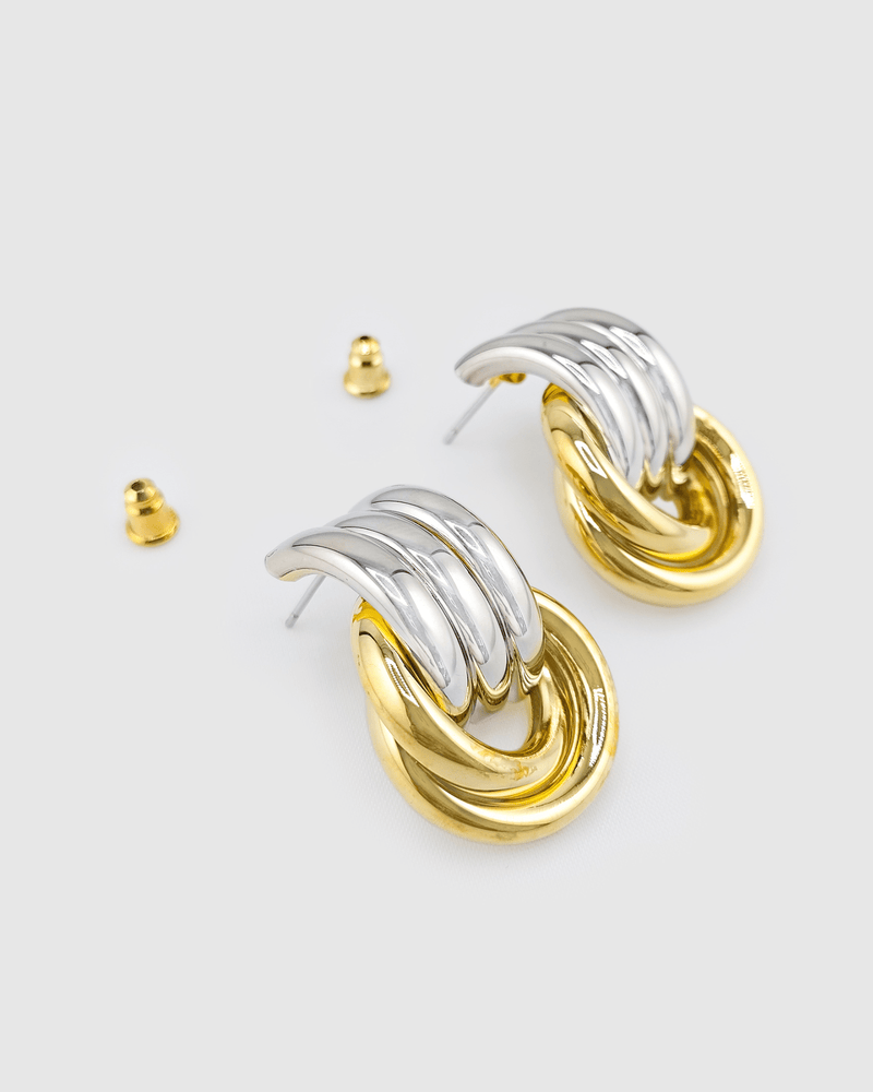 Izoa Fusion Stud Earrings Two-Toned