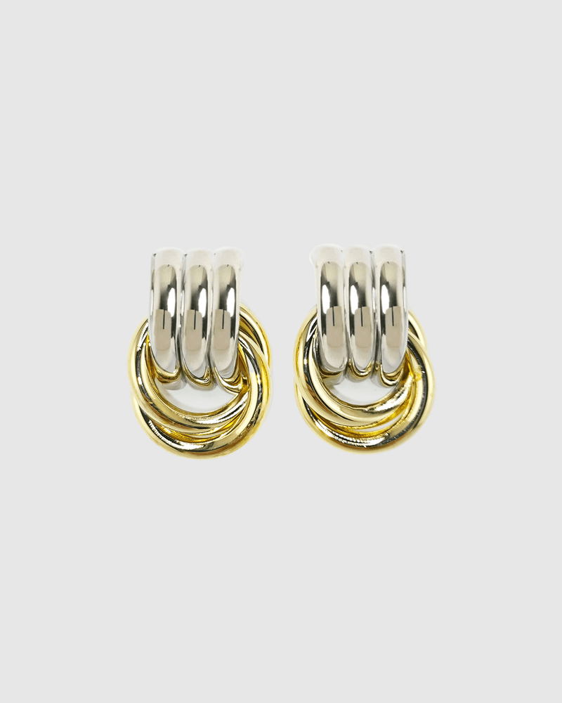 Izoa Fusion Stud Earrings Two-Toned