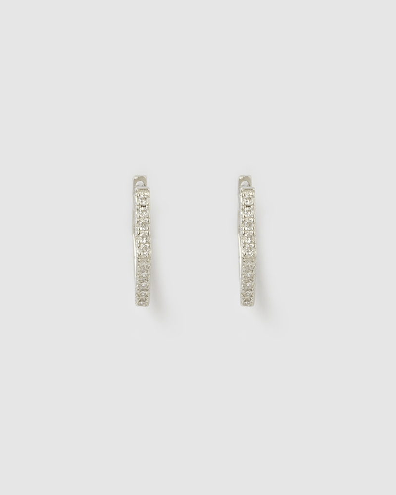 Izoa Geo Huggie Earrings Silver