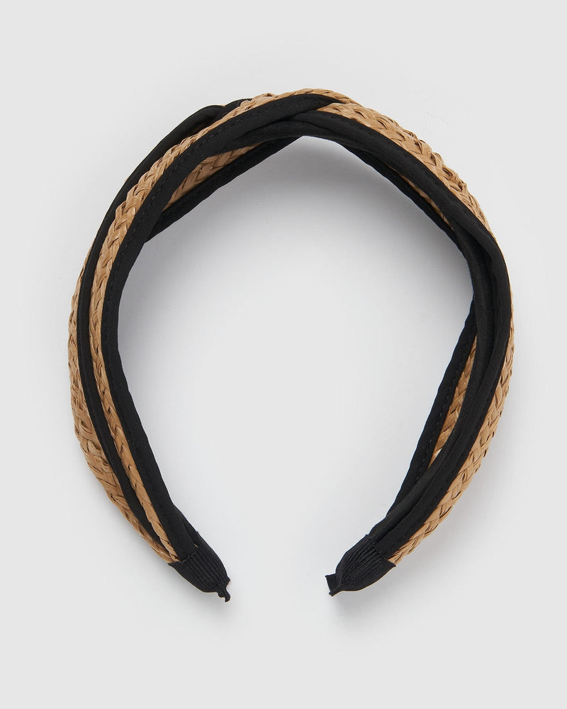 Izoa Hair Accessories Izoa Golden Headband Natural Black IZ-GOLDEN-GRNAT
