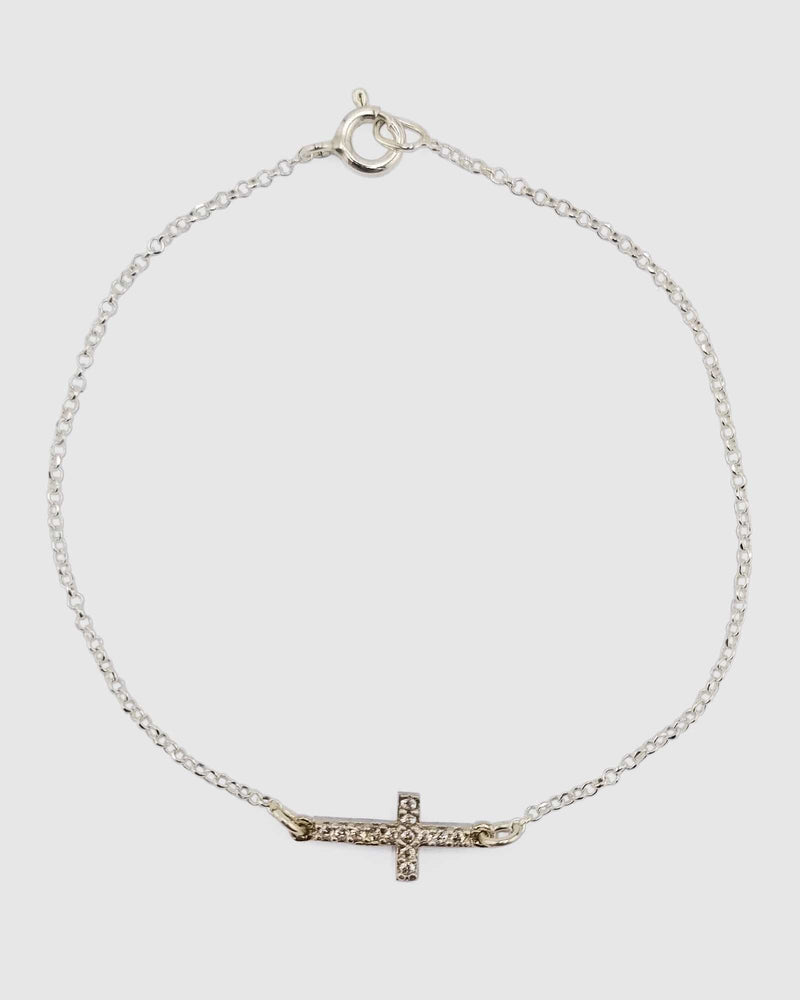 Izoa Halo Cross Bracelet Silver