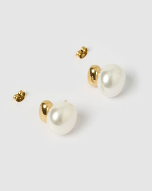 Izoa Inka Earrings Gold Pearl