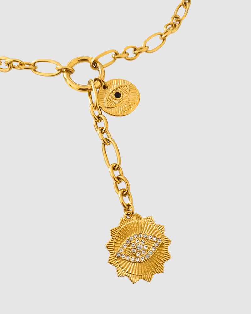 Izoa Isabella Eye Pendant Necklace Gold
