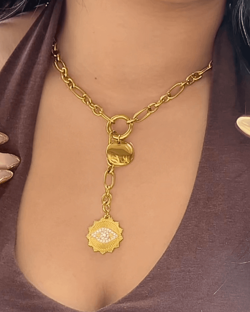 Izoa Isabella Eye Pendant Necklace Gold