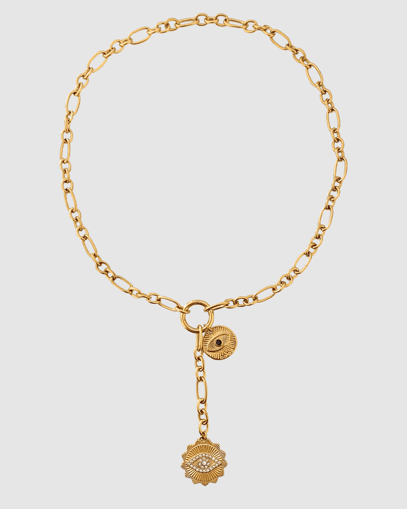 Izoa Isabella Eye Pendant Necklace Gold