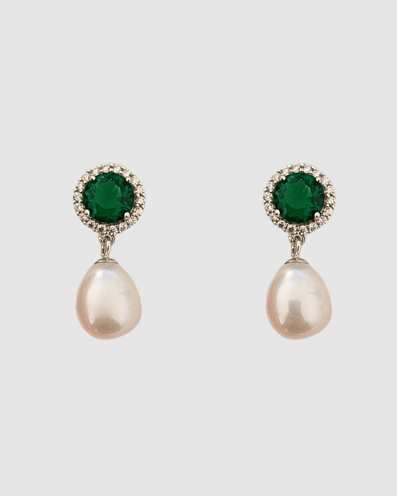 Izoa Jane Drop Earrings Silver Pearl
