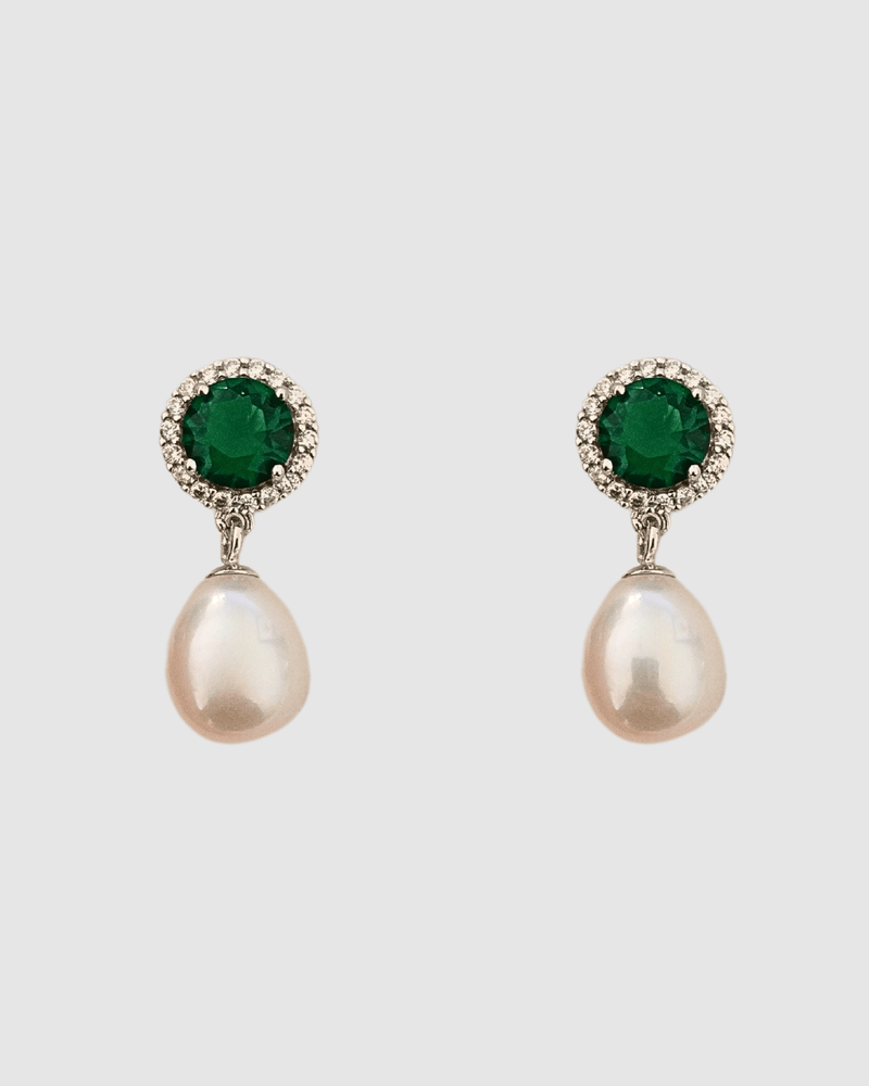 Izoa Jane Drop Earrings Silver Pearl