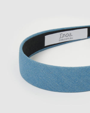 Izoa Hair Accessories Izoa Kira Denim Headband Light Blue IZ-KIRADENIM-LBLUE