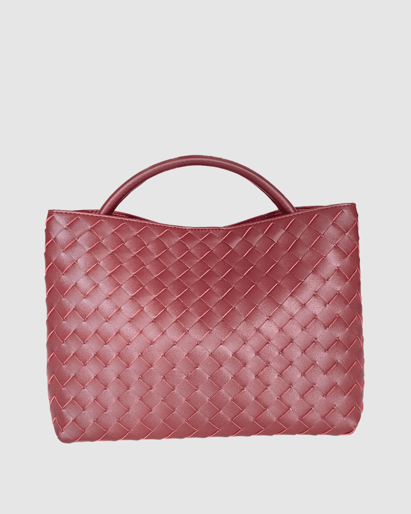 Izoa Lauren Woven Tote Bag Burgundy
