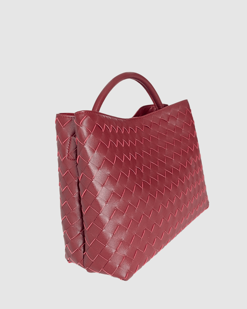 Izoa Lauren Woven Tote Bag Burgundy