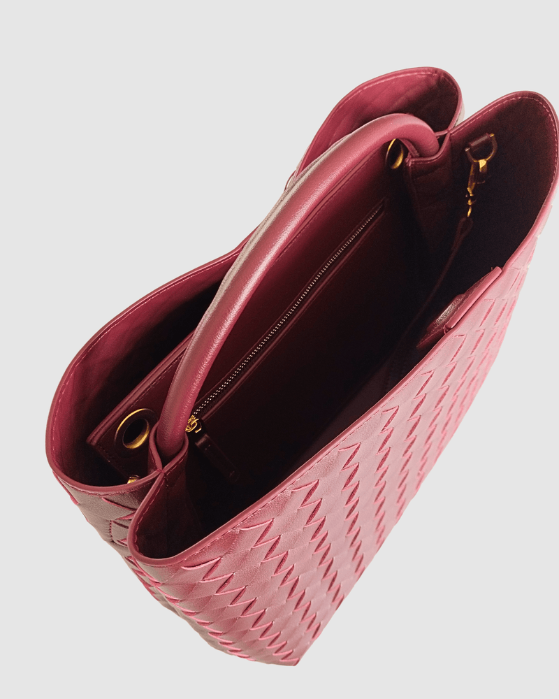 Izoa Lauren Woven Tote Bag Burgundy