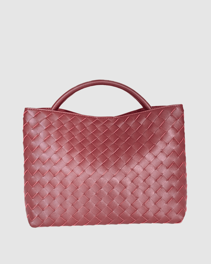 Izoa Lauren Woven Tote Bag Burgundy