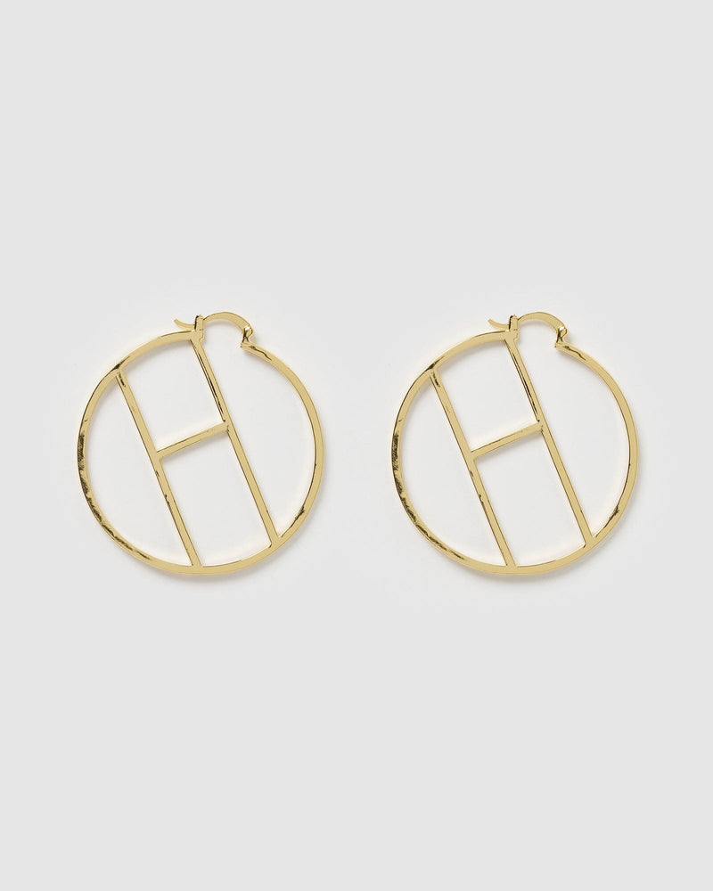 Izoa Alphabet Letter H Hoop Earrings
