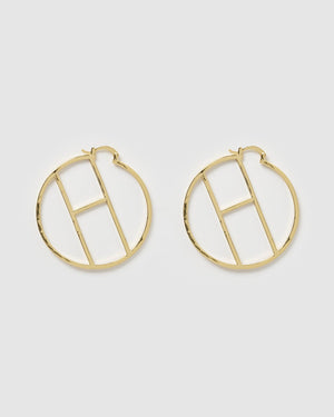 Izoa Alphabet Letter H Hoop Earrings