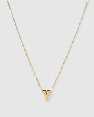 Izoa Alphabet Letter V Necklace Gold