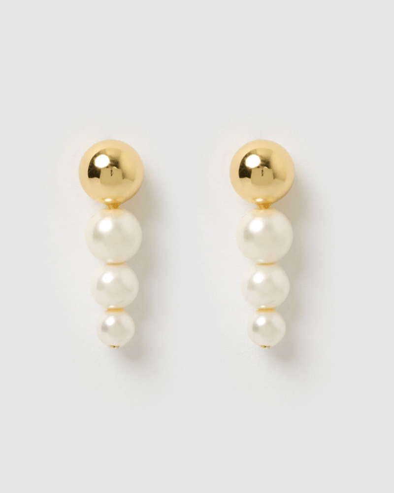 Izoa Malina Drop Earrings Gold Pearl