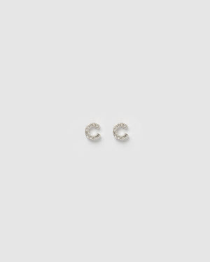 Izoa Earrings Izoa Alphabet Mini Letter C Stud Earrings Silver IZ-MINILETTERSTUD-SILV-C