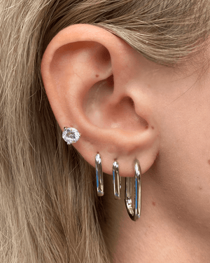 Izoa Earrings Izoa Mini Tessa Hoop Earrings Silver IZ-MINITESSA-SILV