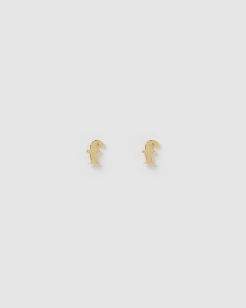 
                
                    Load image into Gallery viewer, Izoa Earrings Izoa Little Letter F Stud Earrings Gold IZ-MINlLETTERF-GLD
                
            