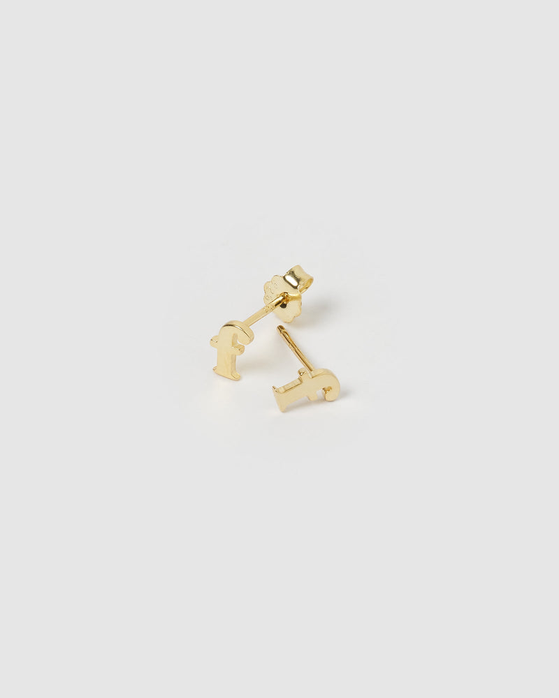 
                
                    Load image into Gallery viewer, Izoa Earrings Izoa Little Letter F Stud Earrings Gold IZ-MINlLETTERF-GLD
                
            