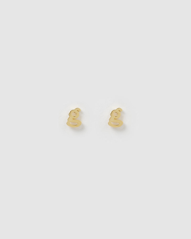Izoa Little Letter G Stud Earrings Gold