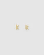 Izoa Little Letter K Stud Earrings Gold