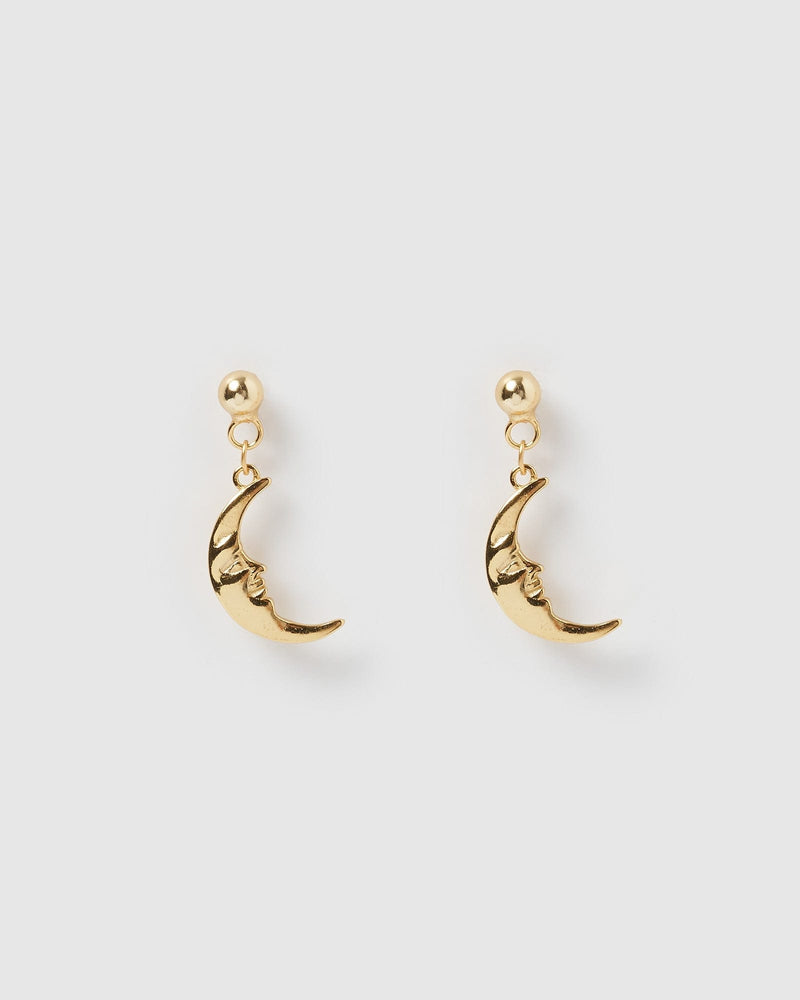 Izoa Earrings Izoa Moon Earrings Gold IZ-MOON-GOLD