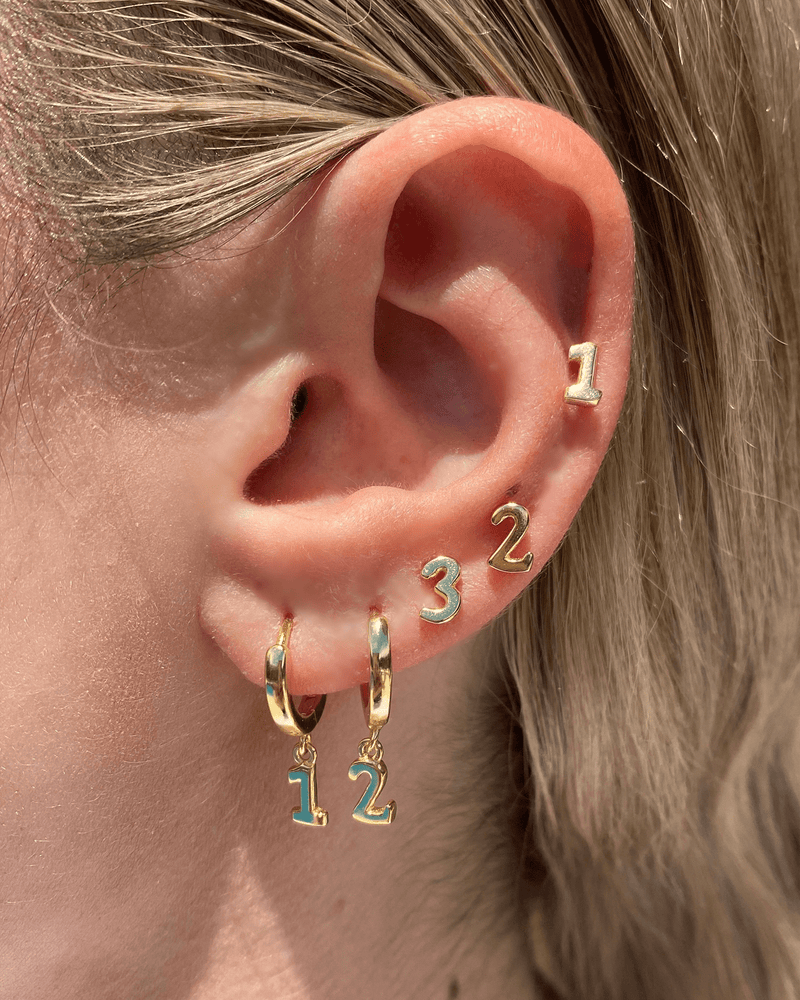 Izoa Earrings Izoa Number 1 Stud Earrings Gold IZ-NUMSTUD1-GLD