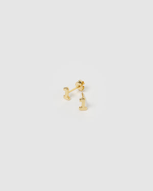 Izoa Earrings Izoa Number 1 Stud Earrings Gold IZ-NUMSTUD1-GLD