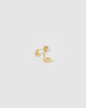 Izoa Number 6 Stud Earrings Gold