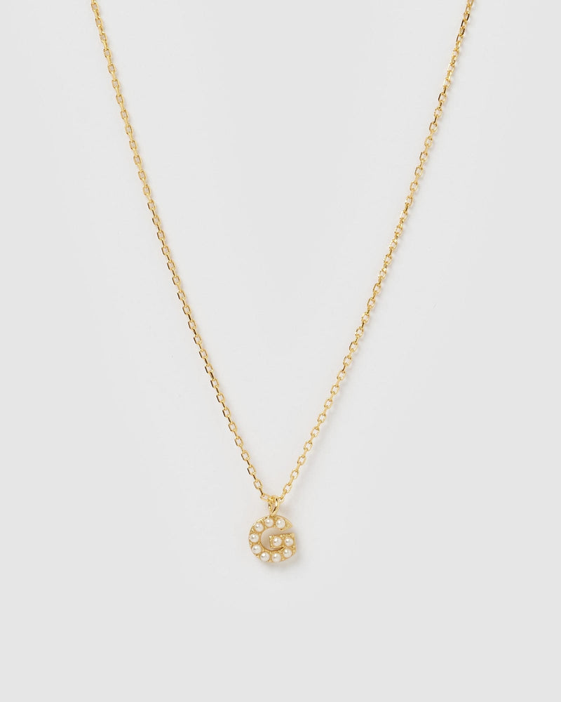 Izoa Pearl Letter G Necklace Gold