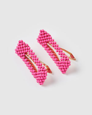 
                
                    Load image into Gallery viewer, Izoa Hair Accessories Izoa Penelope Hair Clip Set Hot Pink IZ-PENELOPE-HOTPINK
                
            