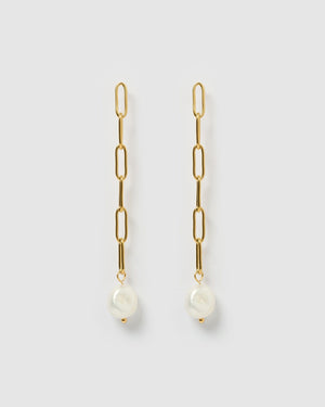 Izoa Earrings Izoa Priscilla Earrings Gold Freshwater Pearl IZ-PRISCILLAEAR-GLDPEARL