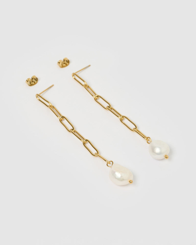 Izoa Earrings Izoa Priscilla Earrings Gold Freshwater Pearl IZ-PRISCILLAEAR-GLDPEARL