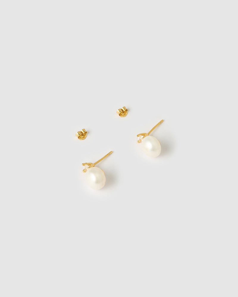 Izoa Ramona Stud Earrings Gold