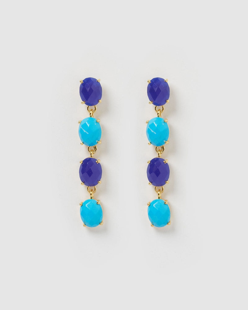 Izoa Earrings Izoa Ravish Earrings Gold Blue IZ-RAVISHEAR-BLU