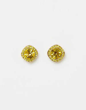 Izoa Earrings Izoa Shine Stud Earrings Gold Lime IZ-SHINE-GOLDLIM