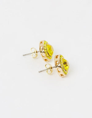 Izoa Earrings Izoa Shine Stud Earrings Gold Lime IZ-SHINE-GOLDLIM